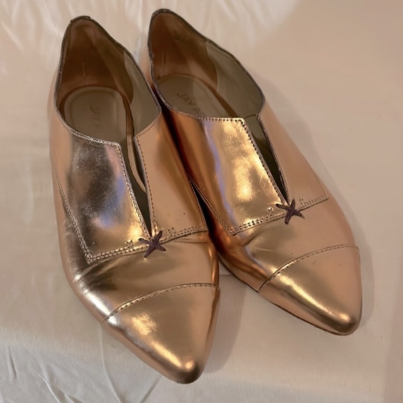 Jay Adoni Vero Cuoio Rose Gold Leather Slip On Pink Pointed Toe Flat W size 7.5 - Picture 2 of 12